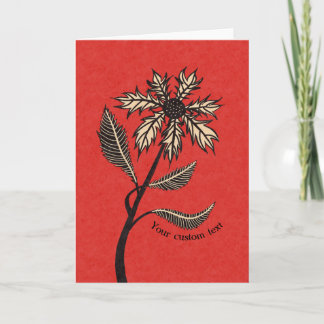 Carte Fleur gothique encre rouge et noire rétro vintage 