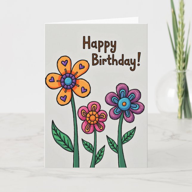 Carte Fleur Heureuse à Points (Devant)