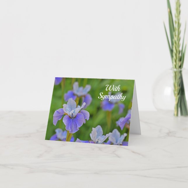 Carte Fleur Iris Bleu Avec Condolence Sympathique (Devant)