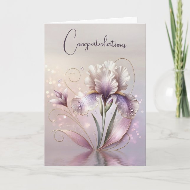 Carte Fleur Iris mariage Avec Écran Or (Devant)