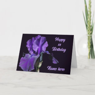Carte Fleur Iris Violet Fleur Personnalisée Anniversaire