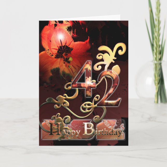 Carte Fleur Lilly Dream Joyeux 42ème Anniversaire floral (Devant)