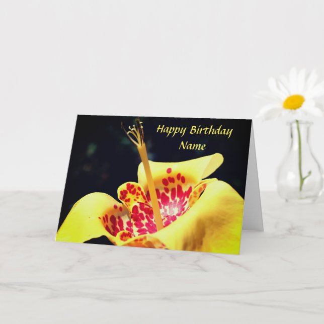 Carte Fleur Lily tachetée Jaune Anniversaire personnalis (Petite plante)