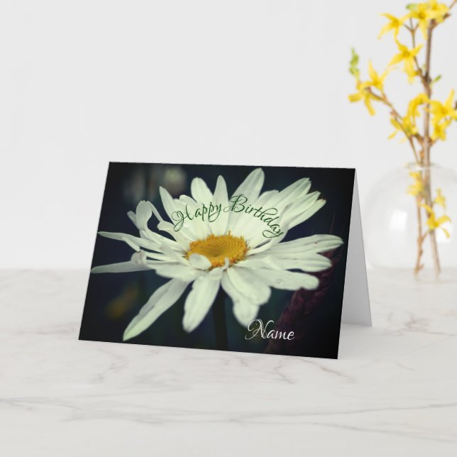 Carte Fleur marguerite blanche Anniversaire personnalisé (Fleur jaune)