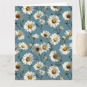 Carte Fleur marguerite en bleu incomparable