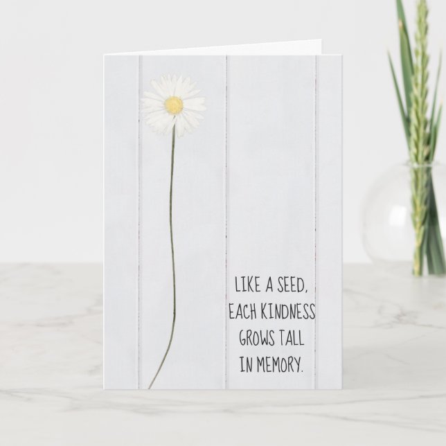 Carte fleur marguerite sur bois merci (Devant)