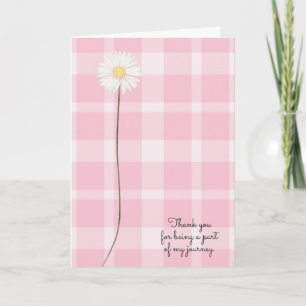 Carte fleur marguerite sur plaid rose pour remercier ami