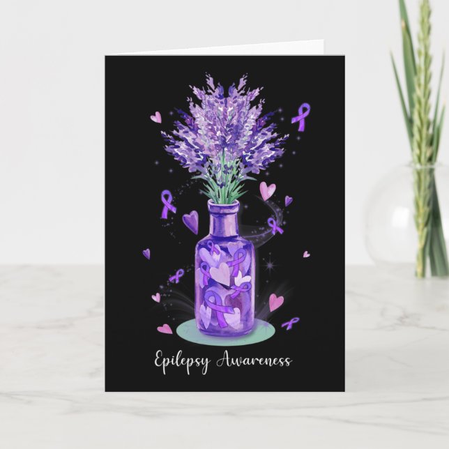 Carte Fleur mignonne pourpre Sensibilisation à l'épileps (Devant)
