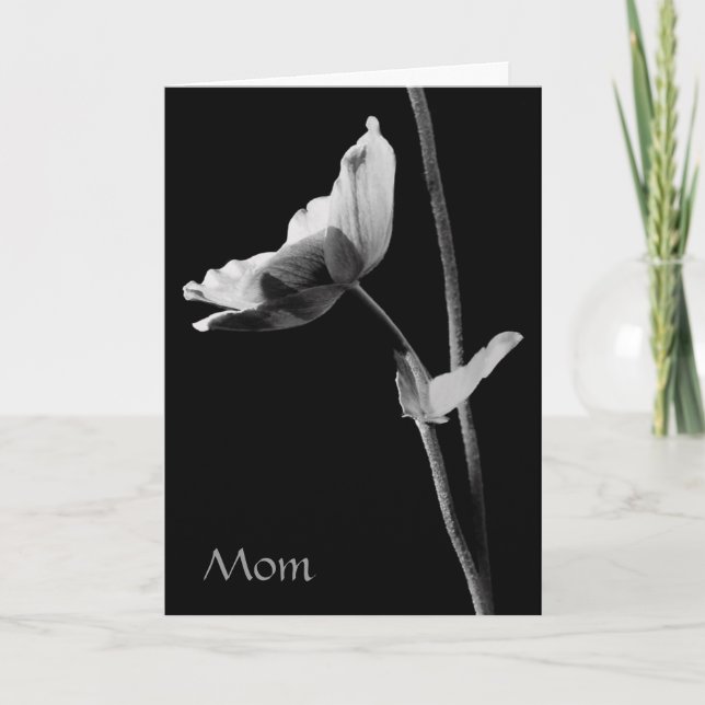 Carte Fleur Noir et Blanc Maman (Devant)