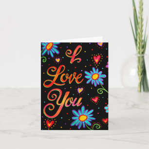 Carte Fleur Noir Je T'aime