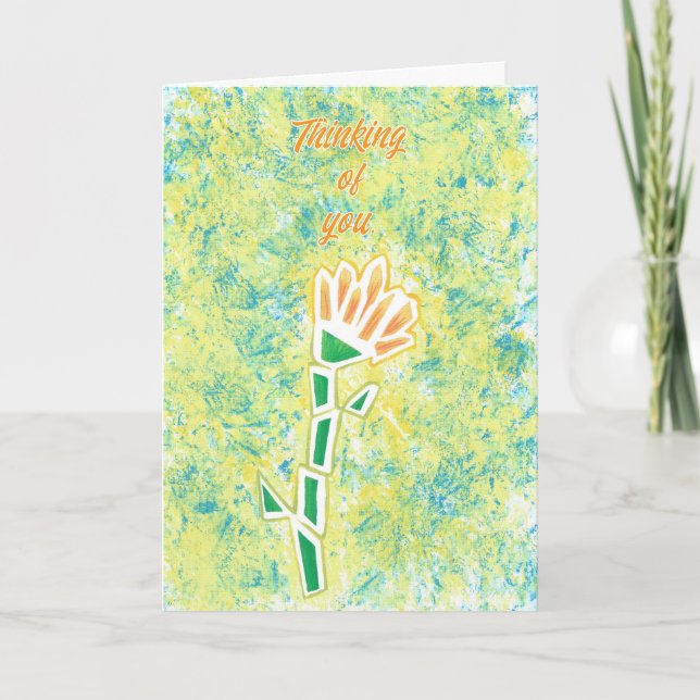 Carte Fleur orange jaune géométrique Penser à vous (Devant)