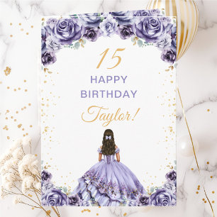Carte Fleur Princesse Violet Poussiéreux Joyeux Annivers