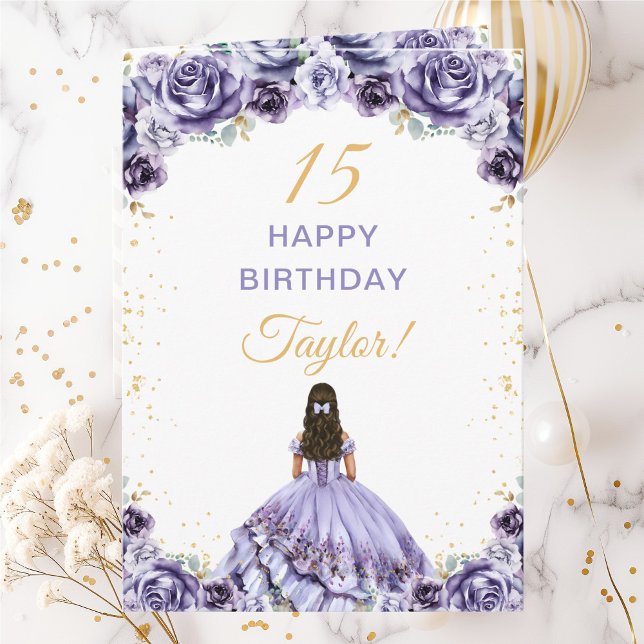 Carte Fleur Princesse Violet Poussiéreux Joyeux Annivers (Créateur téléchargé)