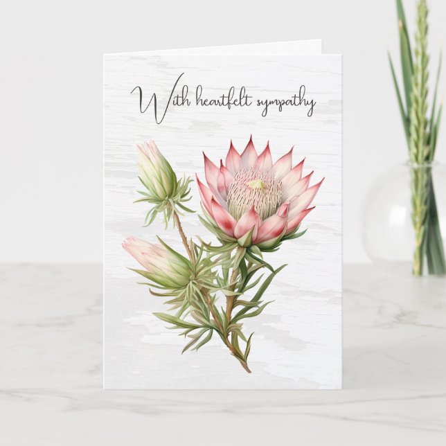 Carte Fleur Protea Sympathique Sur Le Bois (Devant)