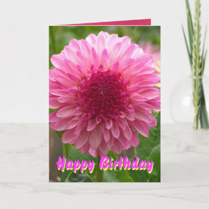 Carte Fleur rose de joyeux anniversaire de Dalia
