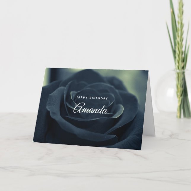 Carte Fleur Rose noire Vibe gothique foncé Anniversaire (Devant)
