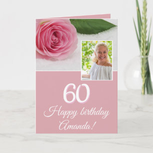 Carte Fleur rose rose amusant Photo florale 60e annivers