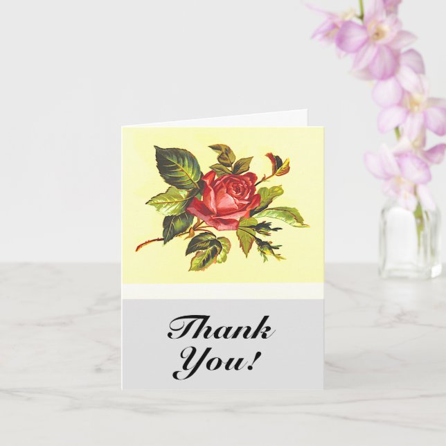 Carte Fleur Rose vintage, "Merci !" (Orchidée)