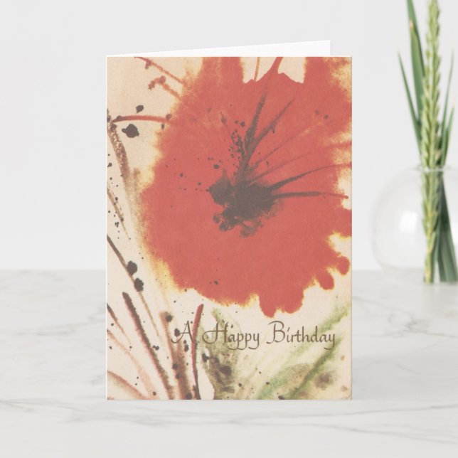 Carte Fleur rouge Abstraite vintage (Devant)