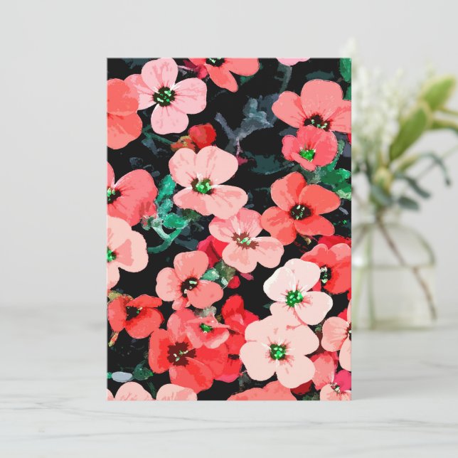 Carte Fleur rouge aquarelle (Debout devant)