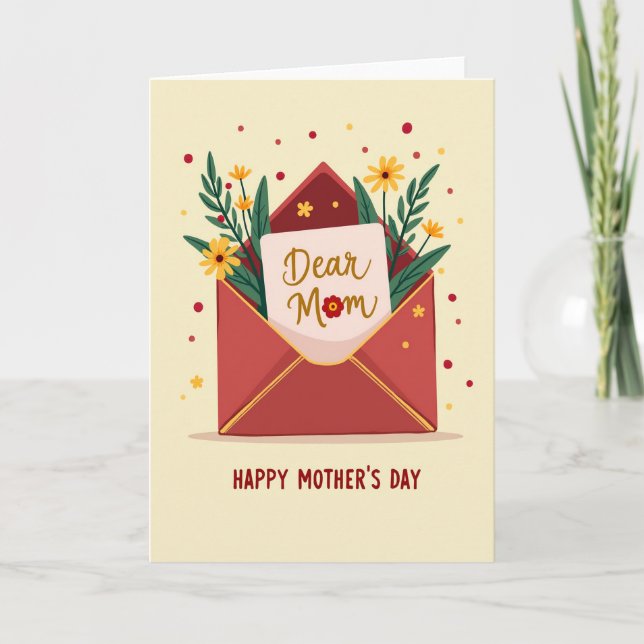 Carte Fleur Rouge Chère Maman (Devant)