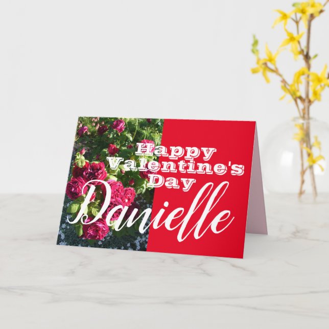 Carte Fleur rouge Heureuse Sainte-Valentin Nom des femme (Fleur jaune)