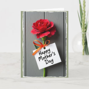 Carte Fleur Rouge Rayée