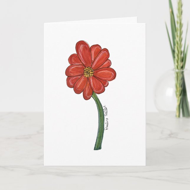 Carte Fleur rouge vide (Devant)