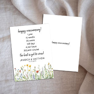 Carte Fleur sauvage 1er anniversaire années mois semaine