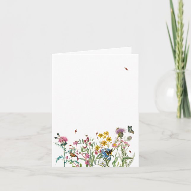 Carte Fleur sauvage d'aquarelle Insectes Floral Spring G (Devant)