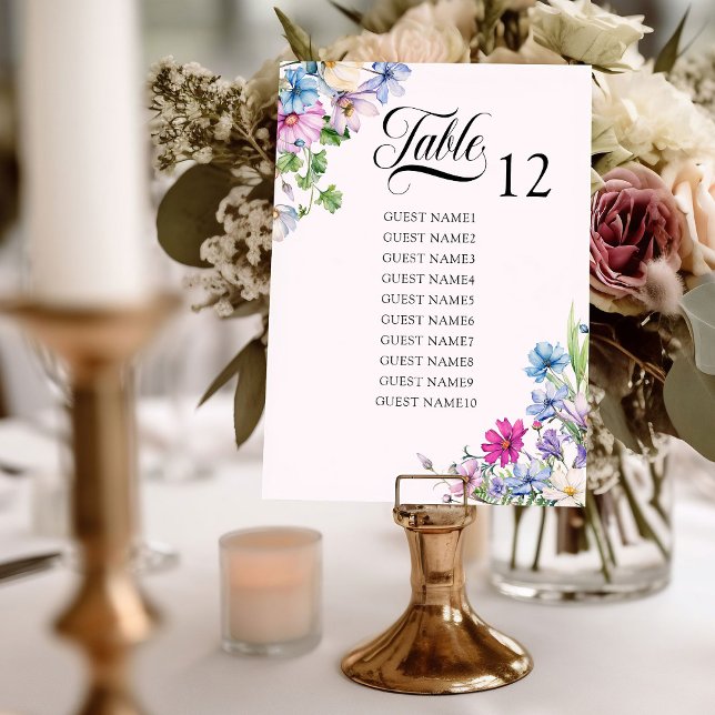 Carte fleur sauvage de table de mariage (Table Seating Chart from the Wildflower Garden Wedding Collection by Darling & May)