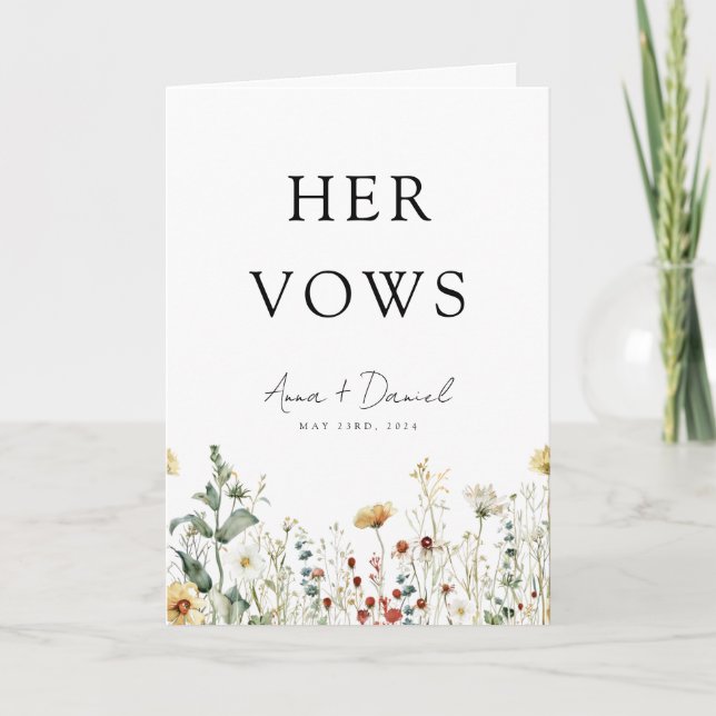 Carte Fleur sauvage d'été Champ de son Mariage Vows Card (Devant)