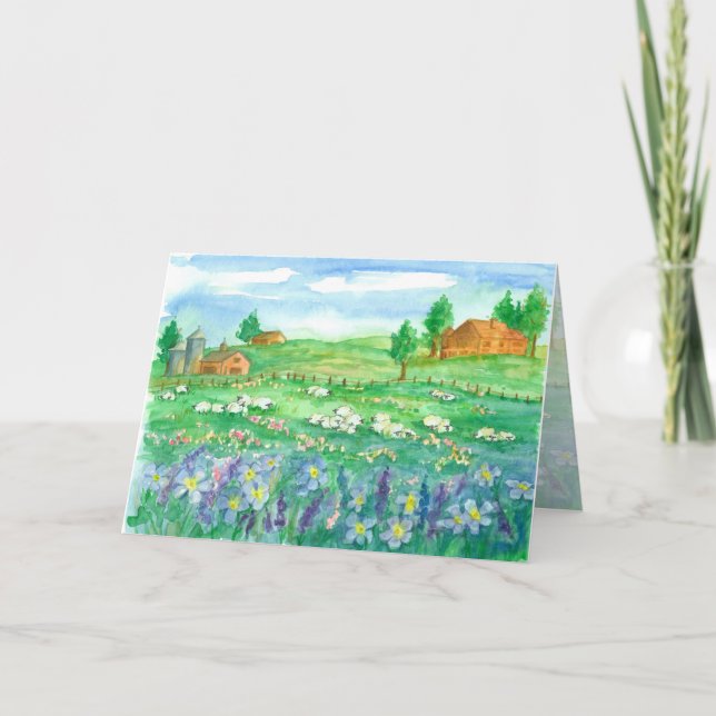 Carte Fleur sauvage du mouton Meadow Joyeux anniversaire (Devant)