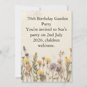 Carte Fleur sauvage Fête de jardin pour 70e anniversaire