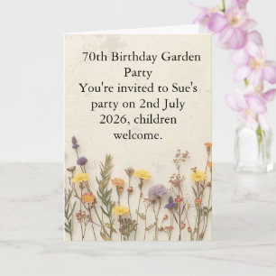 Carte Fleur sauvage Fête de jardin pour 70e anniversaire