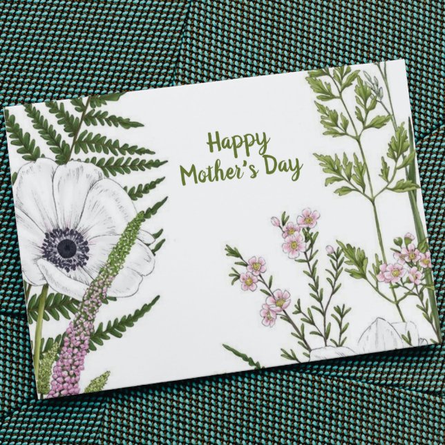 Carte Fleur sauvage feuillue Botanique Fête des mères (Créateur téléchargé)