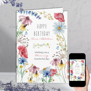 Carte Fleur Sauvage Fleurissant Cadre Floral Merveilleux