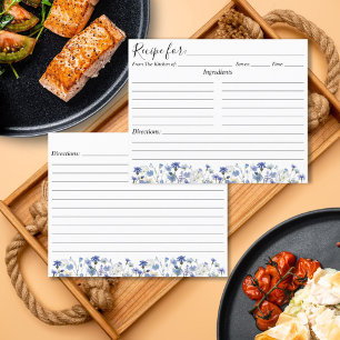 Carte Fleur sauvage Jardin Aquarelle Bleue Recette