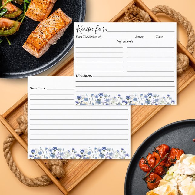 Carte Fleur sauvage Jardin Aquarelle Bleue Recette (In situ)