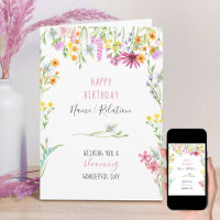 Fleur sauvage Jolie aquarelle Cadre Floral Anniver