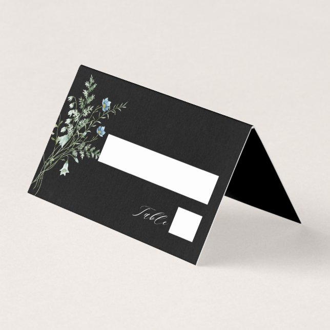 Carte Fleur sauvage Mariage Black Elegant (Front)