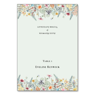 Carte fleur sauvage Mariage vert Mint