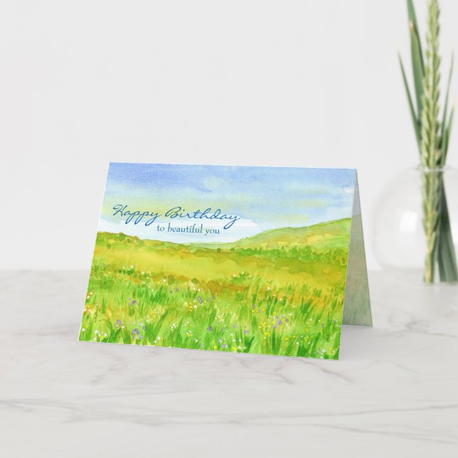 Carte Fleur sauvage Meadow Prairie Joyeux anniversaire (Devant)