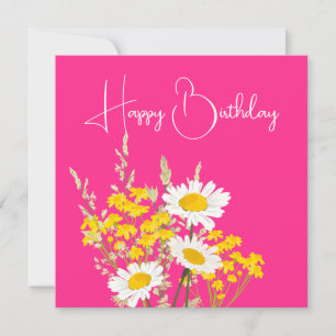 Carte Fleur sauvage moderne Joyeux anniversaire