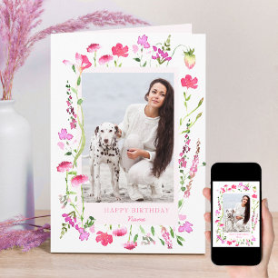 Carte Fleur sauvage rose délicieuse photo florale Annive