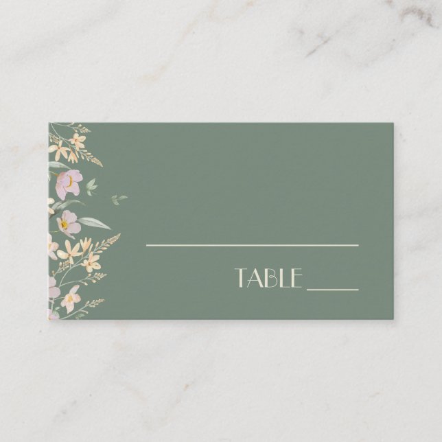 Carte fleur sauvage Sage Deco Mariage Place (Devant)