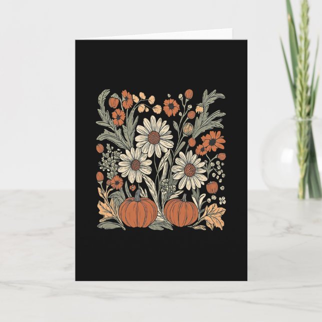 Carte Fleur Sauvage Saison Citrouille Automne Feuilles d (Devant)