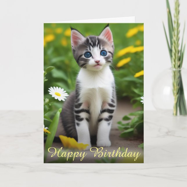 Carte Fleur Sereine Jaune Meadow Kitten (Devant)
