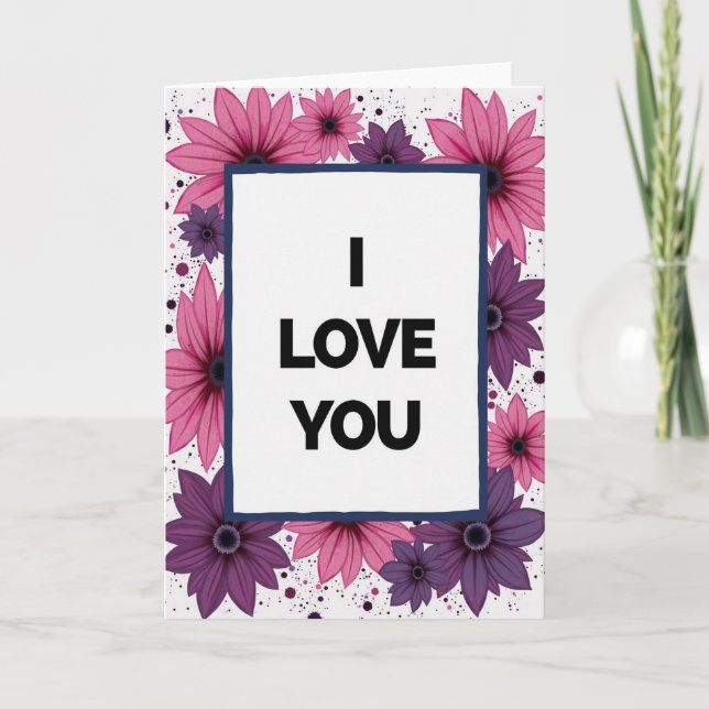 Carte Fleur Simple Je T'Aime (Devant)
