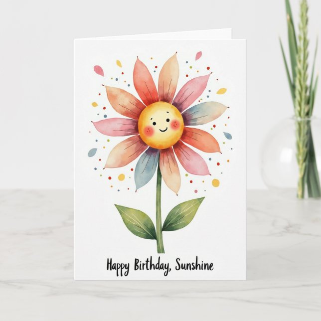 Carte Fleur Souriante Joyeuse (Devant)